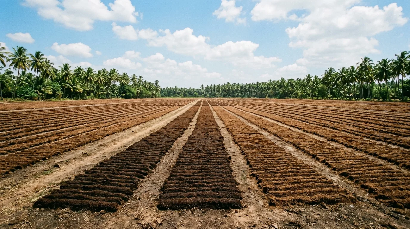 Coco peat drying yards in Chilaw
